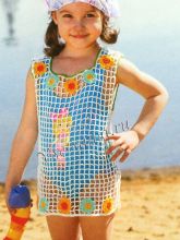 Туника-сетка крючком с цветочками