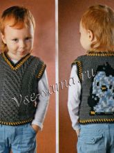 Жилет крючком с пингвином