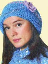 Берет голубой с цветком, фото