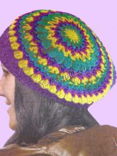 Берет в полоску крючком, фото