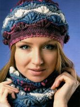 Меланжевый комплект крючком с витыми столбиками