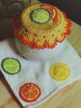 Полотенце и чехол для крышки крючком Фрукты