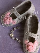 Серые балетки с цветочками