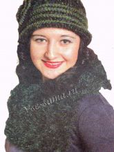 Шляпка и шарф с пушистой отделкой, фото