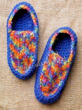 Синие тапочки крючком