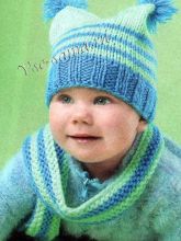 Шапка с помпонами и шарф, фото