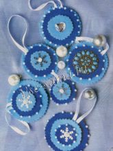 Бирюзовые фантазии из фетра - украшения на елку