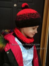 Комплект крючком Алый закат, фото