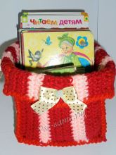 Вертикальные корзиночки из остатков пряжи, фото