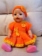 Оранжевое платье для куклы Baby Born, фото