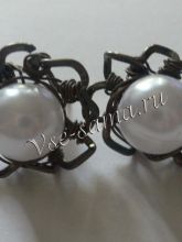 Серьги из медной проволоки Жемчужина в раковине