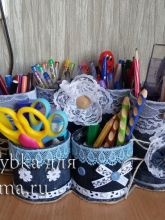 МК - Джинсовый органайзер для школьницы, фото