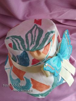 МК - Летняя шляпка Бабочка на цветке, фото