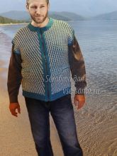 Мужская безрукавка спицами, фото