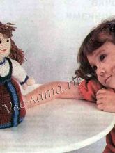 Кукла в сарафане - вязаная мягкая игрушка