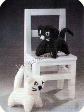 Мягкая вязаная игрушка - Котята День и ночь