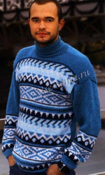 Голубой свитер для мужчины, фото
