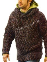 Мужской меланжевый пуловер с капюшоном, фото