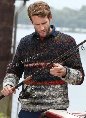 Мужской пуловер из меланжевой пряжи, фото
