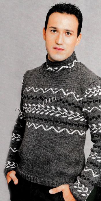 Мужской пуловер с традиционным жаккардом, фото