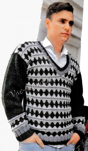 Мужской свитер с жаккардовым рисунком, фото