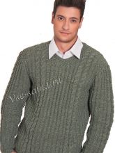 Серо-зелёный мужской пуловер, фото