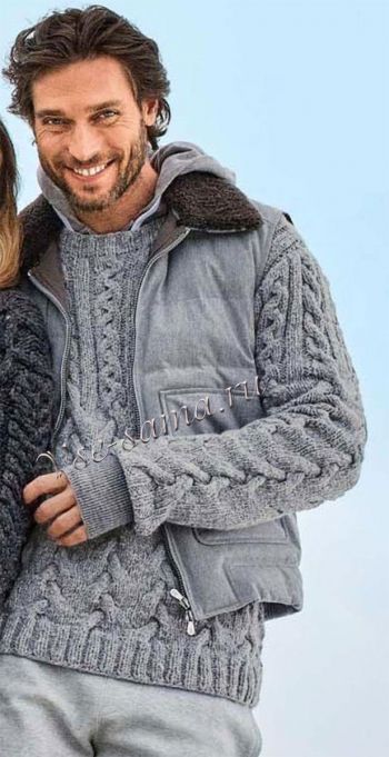 Серый мужской пуловер, фото