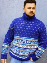 Свитер с жаккардовым узором в синих тонах, фото