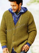 Мужской жакет, связанный патентным узором, фото