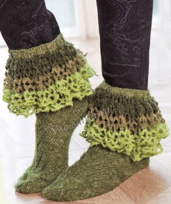 Зелёные носочки с бахромой, фото
