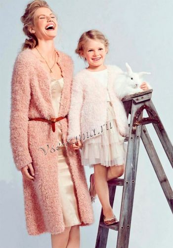 Пальто для мамы и жакет для дочки, фото модели