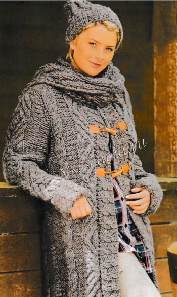 Пальто с воротником-шарфом и шапочка, фото