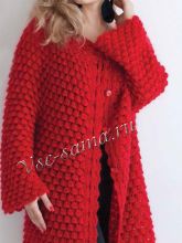 Пальто спицами - Жар-птица, фото