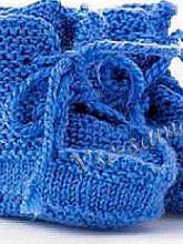 Синие пинетки спицами, фото