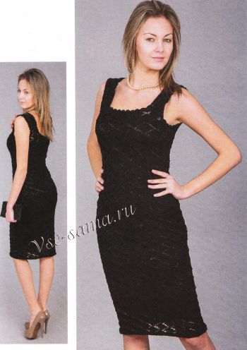 Ажурное черное платье спицами, фото