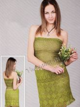 Ажурное зеленое платье крючком, фото