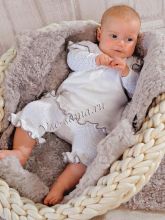 Белое платье и штанишки с серой каймой, фото