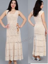 Белое платье спицами из хлопка