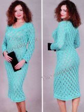 Голубое ажурное платье спицами, фото
