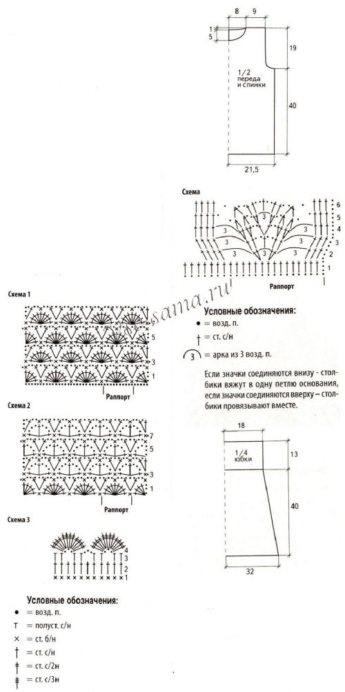Схемы для вязания юбки и топа