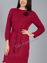 Платье с поясом малинового цвета, фото