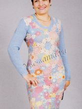 Цветочное платье спицами, фото