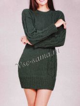 Зеленое платье с крупным вертикальным узором, фото