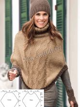 Пончо, митенки и шапка