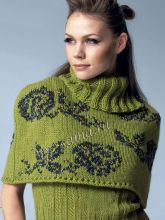 Пончо спицами с цветами, фото модели