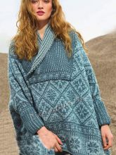 Светло-бирюзовое пончо с жаккардовым узором, фото