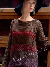 Ажурный пуловер филейным узором, фото