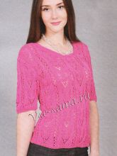 Ажурный пуловер с короткими рукавами, фото