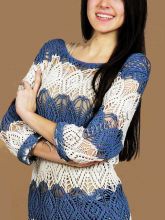 Ажурный пуловер в полоску, фото