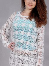 Белый ажурный пуловер крючком, фото